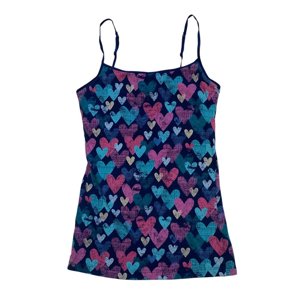 Aeropostale Heart Pattern Cami, Shelf Bra, Adjustable Straps, Medium, 94% Cotton
